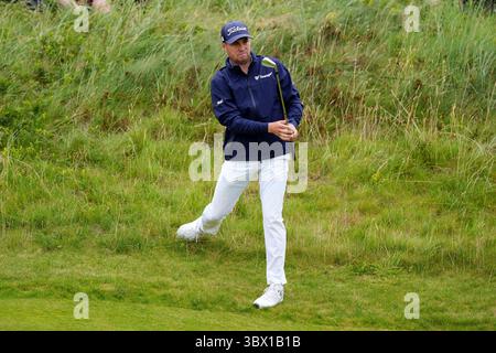 Justin Thomas der USA am siebten Tag der 153. Open Championship in Royal Portrush, County Antrim, Nordirland. Bilddatum: Donnerstag, 17. Juli 2025. Stockfoto