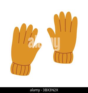 Ein Paar Handschuhe. Handgezeichnet. Illustration des flachen Vektors auf weißem Hintergrund. Stock Vektor