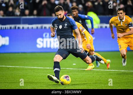 14. November 2019, Paris, Frankreich: Olivier GIROUD aus Frankreich während der Qualifikation zur UEFA Euro 2020 zwischen Frankreich und Moldau am 14. November 2019 in Saint-Denis bei Paris. (Bild: © Matthieu Mirville/ZUMA Press Wire) Stockfoto