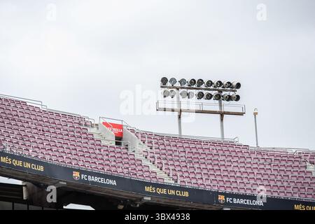 29. August 2021, BARCELONA, SPANIEN: Allgemeine Darstellung der Tribüne vor der spanischen Liga La Liga Santander, Fußballspiel zwischen dem FC Barcelona und Getafe CF im Camp Nou Stadion am 29. August 2021 in Barcelona, Spanien. (Bild: © Marc Gonzalez Aloma/AFP7 via ZUMA Press Wire) Stockfoto