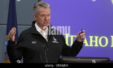 25. März 2020, Boise, ID, USA: Idaho-Gouverneur Brad Little, auf einem Dateifoto zu sehen, sagte Dienstag, dass der Staat Ã¢â‚¬Å einen Punkt in der Pandemie erreicht habe, den wir noch nicht erlebt haben. (Bild: © darin Oswald/TNS Via ZUMA Press Wire/TNS Via ZUMA Press Wire) Stockfoto