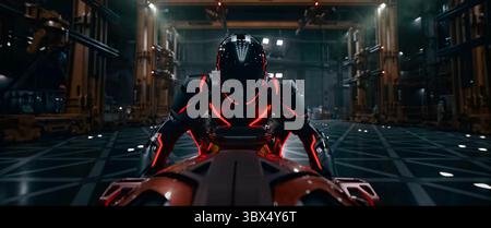 TRON: Ares (2025) unter der Regie von Joachim Rønning mit Jared Leto als Ares, einem sentienten Programm, das in die reale Welt eindringt und droht, das Gleichgewicht zwischen digitalen und menschlichen Reichen zu verstellen. Werbung NUR REDAKTIONELLE VERWENDUNG. Quelle: BFA / Walt Disney Studios Stockfoto