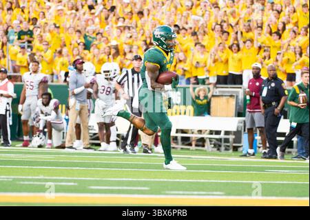 11. September 2021: Baylor Bears Running Back Abram Smith (7) erzielt einen Touchdown während der 1. Hälfte des NCAA Football-Spiels zwischen den Texas Southern Tigers und Baylor Bears im McLane Stadium in Waco, Texas. Matthew Lynch/CSM(Credit Image: &Copy; Matthew Lynch/CSM via ZUMA Wire) Stockfoto
