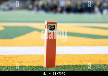 11. September 2021: Baylor Bears End Zone Marker während der 1. Hälfte des NCAA Football Spiels zwischen den Texas Southern Tigers und Baylor Bears im McLane Stadium in Waco, Texas. Matthew Lynch/CSM(Credit Image: &Copy; Matthew Lynch/CSM via ZUMA Wire) Stockfoto