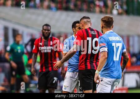 12. September 2021, Mailand, Lombardia, Italien: Theo Hernandez (19) vom AC Mailand im Rahmen des Fußballspiels der Serie A 2021/22 zwischen AC Mailand und SS Lazio im Giuseppe Meazza Stadion in Mailand. (Kreditbild: © Fabrizio Carabelli/SOPA Images via ZUMA Press Wire) Stockfoto
