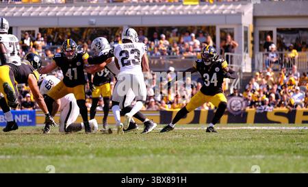 19. September 2021: Robert Spillane #41 beim Spiel Pittsburgh Steelers vs Las Vegas Raiders im Heinz Field in Pittsburgh, PA. Jason Pohuski/CSM(Kreditbild: &Copy; Jason Pohuski/CSM via ZUMA Wire) Stockfoto