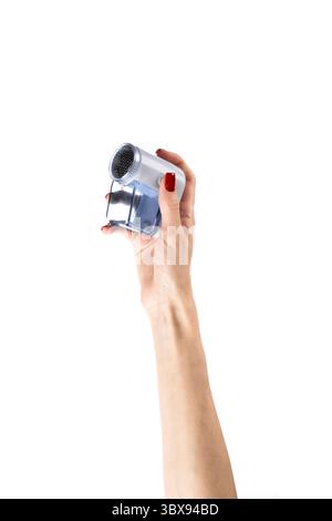Moderner Elektrorasierer und Pullover aus Wolle Stockfoto