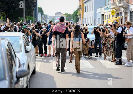 23. September 2021, Mailand, Moncalieri, Italien: Street-Style in Mailand während der Fashion Week Woman's Spring Summer 2022. (Kreditbild: © Riccardo Giordano/ZUMA Wire) Stockfoto
