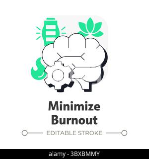 Minimierung des Konzeptsymbols „Burnout Flat Outline“ Stock Vektor