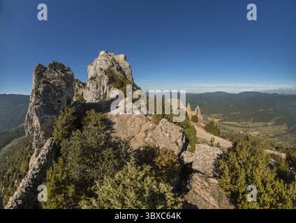 FRANKREICH, AUDE (11) SCHLOSS PEYREPERTUSE (LUFTBILD) Stockfoto