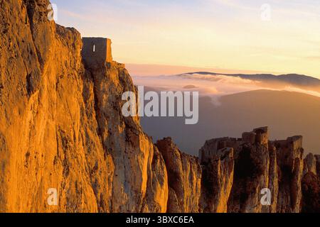FRANKREICH, AUDE (11) KATHARER FESTUNG VON PEYREPERTUSE Stockfoto