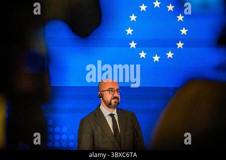 Oktober 2021, Kiew, Kiew, Ukraine: Charles Michel, Präsident des Europäischen Rates, auf dem 23. Gipfel Ukraine-EU in Kiew. (Foto: © Celestino Arce Lavin/ZUMA Press Wire) Stockfoto