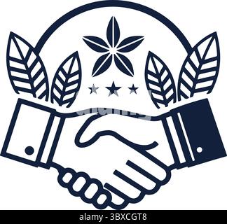 Die schwarze Linienkunst eines Unternehmens, das sich mit einem anderen für Partnerschaft und Zusammenarbeit entscheidet Stock Vektor