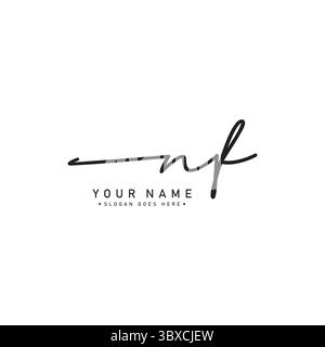Initial Signature Logo für Letter NF – Vektor-Logo-Vorlage im handschriftlichen Signature Style Stock Vektor