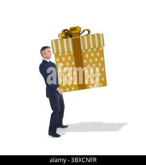 Stilvoller Mann mit riesigem Geschenk Stockfoto