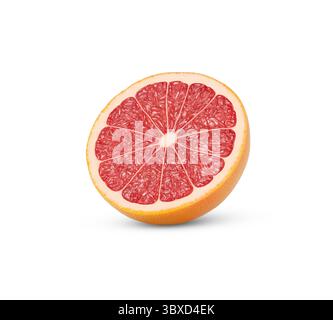 Die Hälfte frischer Grapefruit isoliert auf transparentem Hintergrund. Nahaufnahme Mit Saftigen Zitrusfrüchten Stockfoto