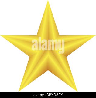 Goldener glänzender 3D-Stern mit sanfter Schattierung, ideal für Auszeichnungen, Rankings oder feierliche Grafiken. Stock Vektor