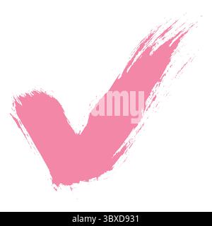 Hand gezeichnetes rosa Karomuster mit Grunge-Textur isoliert auf weißem Hintergrund. Kreative abstrakte Pinsellinie mit rauen Kanten. Flecken für Hintergründe Stock Vektor