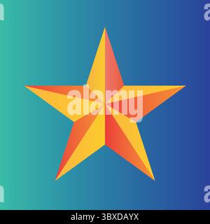 Fünfzackiger Hochglanzstern mit feurigem Gelb-Rot-Farbverlauf auf blauem Hintergrund und auffälligem „Alamy“-Text – perfekt für Branding Stock Vektor