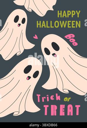 Happy Halloween Party Einladung. Vertikaler Flyer. Stock Vektor