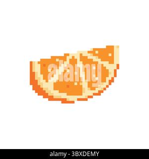 Pixel Art Orange Slice nette 8-Bit Zitrusfrucht Illustration für Sommer, Lebensmittel oder Spiel Design Stock Vektor
