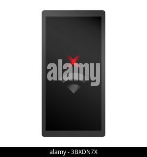 Tablet-Computer-Bildschirm. Kein WLAN-Signal. Symbol für getrenntes Netzwerk. Warnung bei Vektortechnologie. Stock Vektor