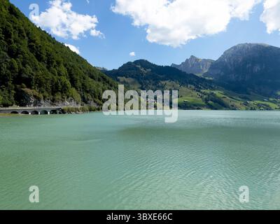 Ein grünes Meer mitten im Kanton Schwyz. Stockfoto