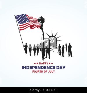 Amerikanische Unabhängigkeitstag Illustration vektorbasierte Zeichnung Vol 01 Stock Vektor