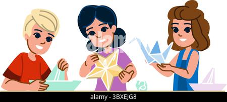 Modell Origami Hobby Kind Vektor Stock Vektor