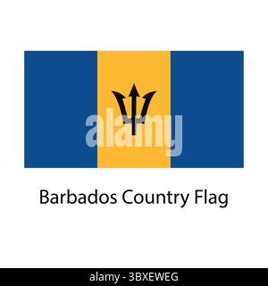 Barbados Country Flag Handzeichnung Illustration vektorbasierte Zeichnung Stock Vektor
