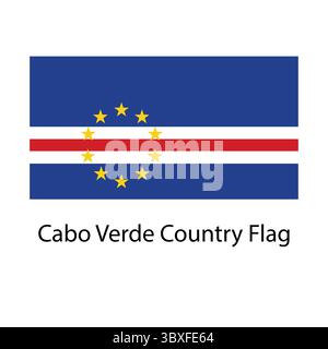 Cabo Verde Landesflagge Handzeichnung Illustration vektorbasierte Zeichnung Stock Vektor