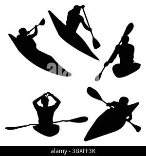 Kanu Slalom Silhouette Schwarz Hintergrundform Vol. 2 Stock Vektor