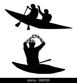 Kanu Slalom Silhouette Schwarz Hintergrundform Vol. 4 Stock Vektor