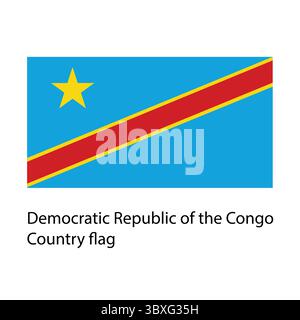 Demokratische Republik Kongo Land Flagge Handzeichnung Illustration vektorbasierte Zeichnung Stock Vektor