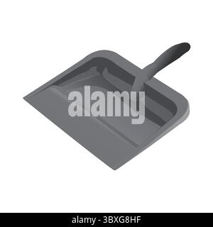 Staubpfanne kurzer Griff Heavy Duty Vintage Staubpfanne Staubschaufel für Kamin Illustration 03 Stock Vektor