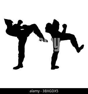 Fighter Judo Karate Spieler Silhouette Formen Zeichnung Vol 04 Stock Vektor