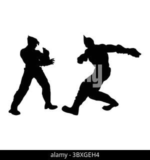 Fighter Judo Karate Spieler Silhouette Shapes Drawing Vol 09 Stock Vektor