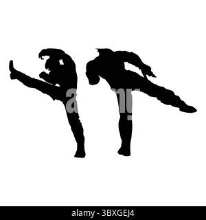 Fighter Judo Karate Spieler Silhouette Formen Zeichnung Vol 06 Stock Vektor