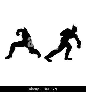 Fighter Judo Karate Spieler Silhouette Shapes Drawing Vol 11 Stock Vektor