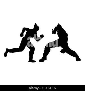 Fighter Judo Karate Spieler Silhouette Shapes Drawing Vol 10 Stock Vektor