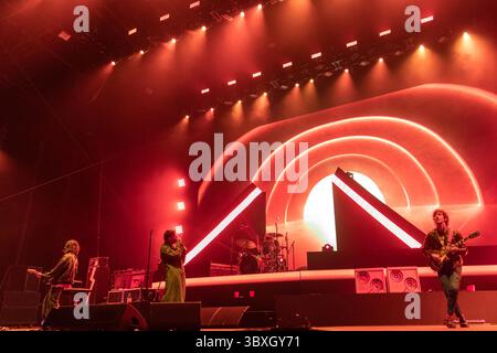 Oktober 2021, San Francisco, Kalifornien, USA: NICK VALENSI, JULIAN CASABLANCAS UND ALBERT HAMMOND JR. Der Schlagzeilen beim Outside Lands Music Festival in San Francisco, Kalifornien (Credit Image: © Daniel DeSlover/ZUMA Press Wire) Stockfoto