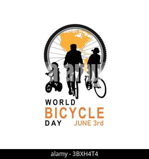 Happy World Fahrradtag Illustration vektor-basierte Zeichnung Band 01 Stock Vektor