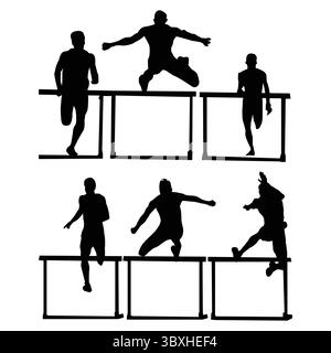 Hürden Race Sports Silhouetten zeichnen Vol. 4 Stock Vektor