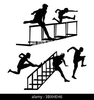 Hürden Race Sports Silhouetten zeichnen Vol. 3 Stock Vektor