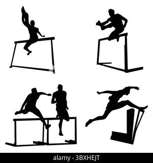 Hürden Race Sports Silhouetten zeichnen Vol. 2 Stock Vektor