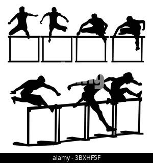 Hürden Race Sports Silhouetten zeichnen Vol. 5 Stock Vektor