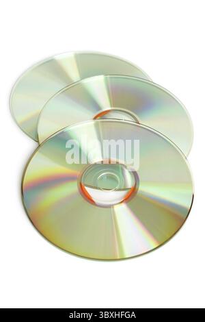 Drei cds auf weißem Hintergrund Stockfoto