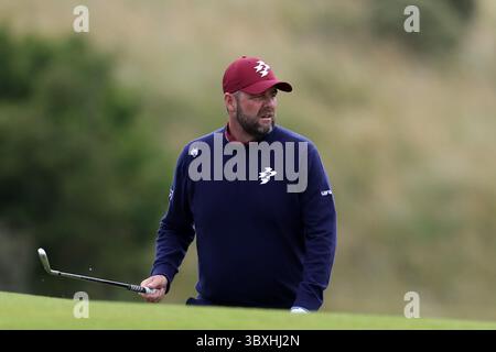 18. Juli 2025; Royal Portrush Golf Club, Portrush, County Antrim, Nordirland; die Open Golf Championship Runde 2; Marc Leishman (aus) am 17. Loch Stockfoto
