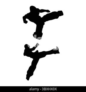 Judo Karate Fighter Game Spieler Silhouette Formen Zeichnung Vol 02 Stock Vektor