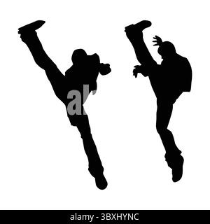 Judo-Karate-Spieler Silhouette Formen Zeichnung Vol 06 Stock Vektor
